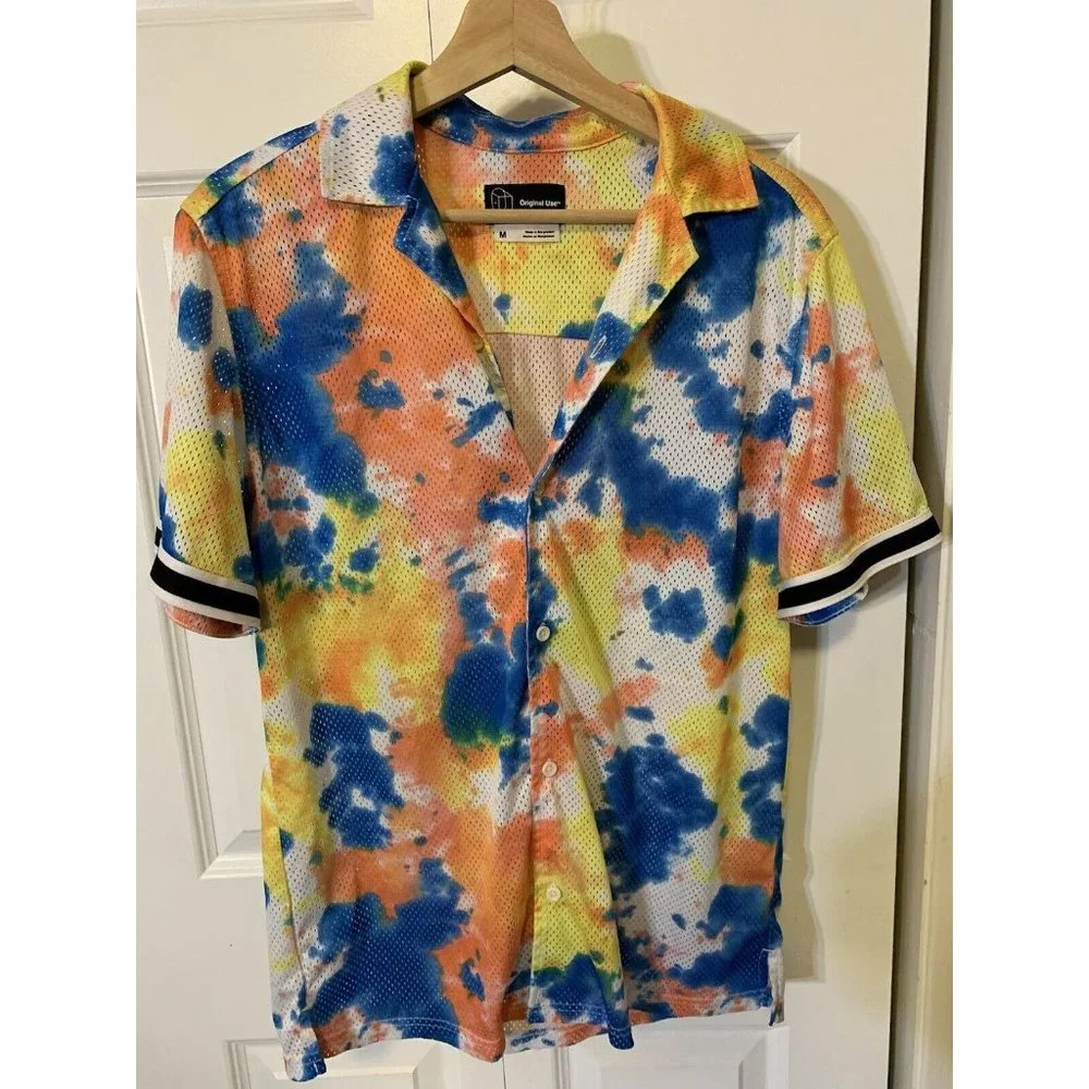 Original Use Men’s Sz M Tie Dye Button Fit Short Sleeve Shirt - Picture 6 of 8